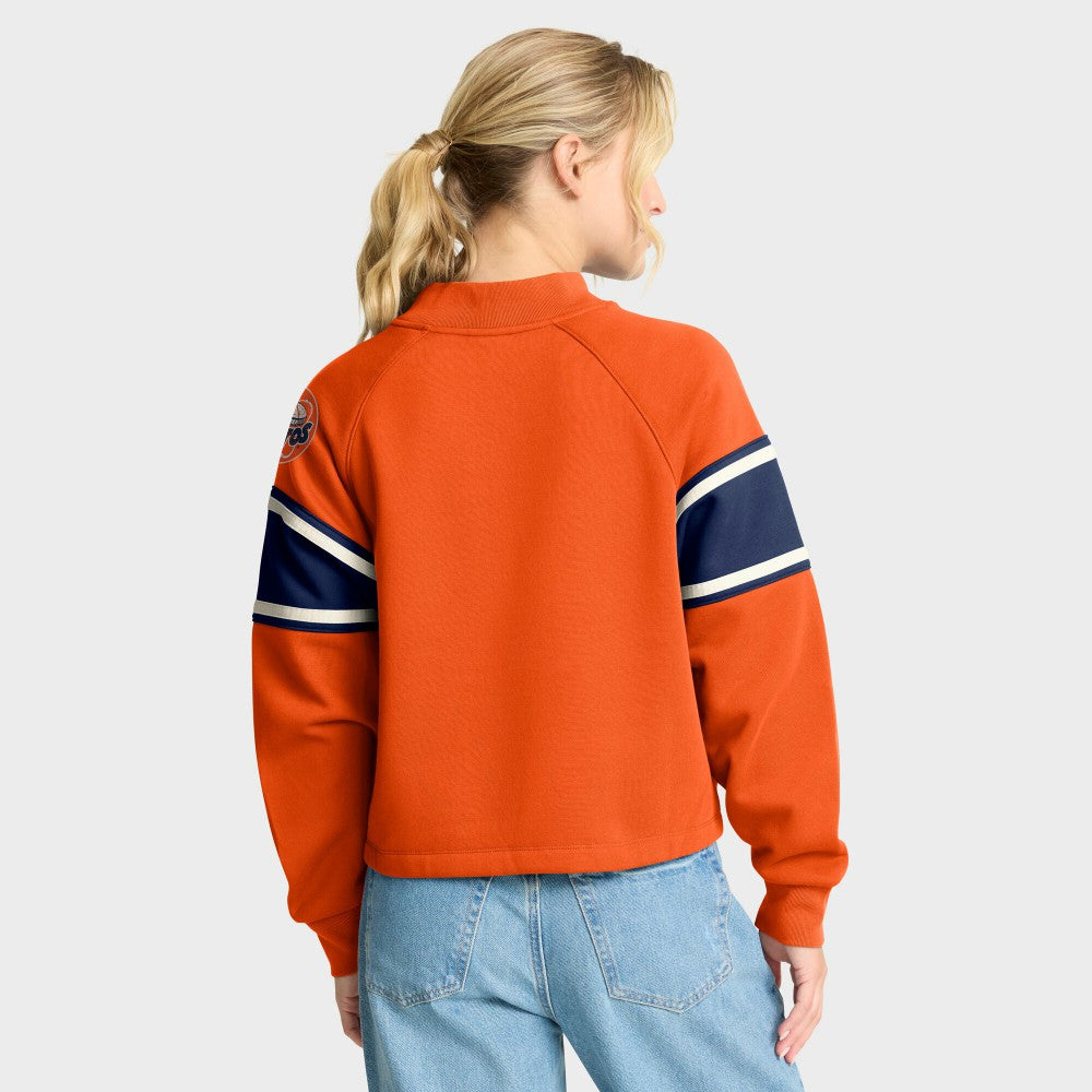 Orange Houston Astros Fanatics Women's Oversized Toss Sweep Raglan Pullover Sweatshirt