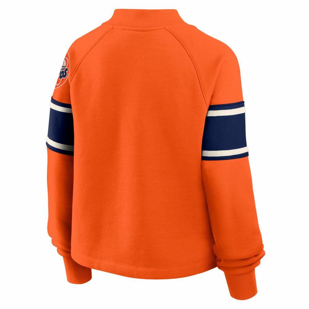 Orange Houston Astros Fanatics Women's Oversized Toss Sweep Raglan Pullover Sweatshirt