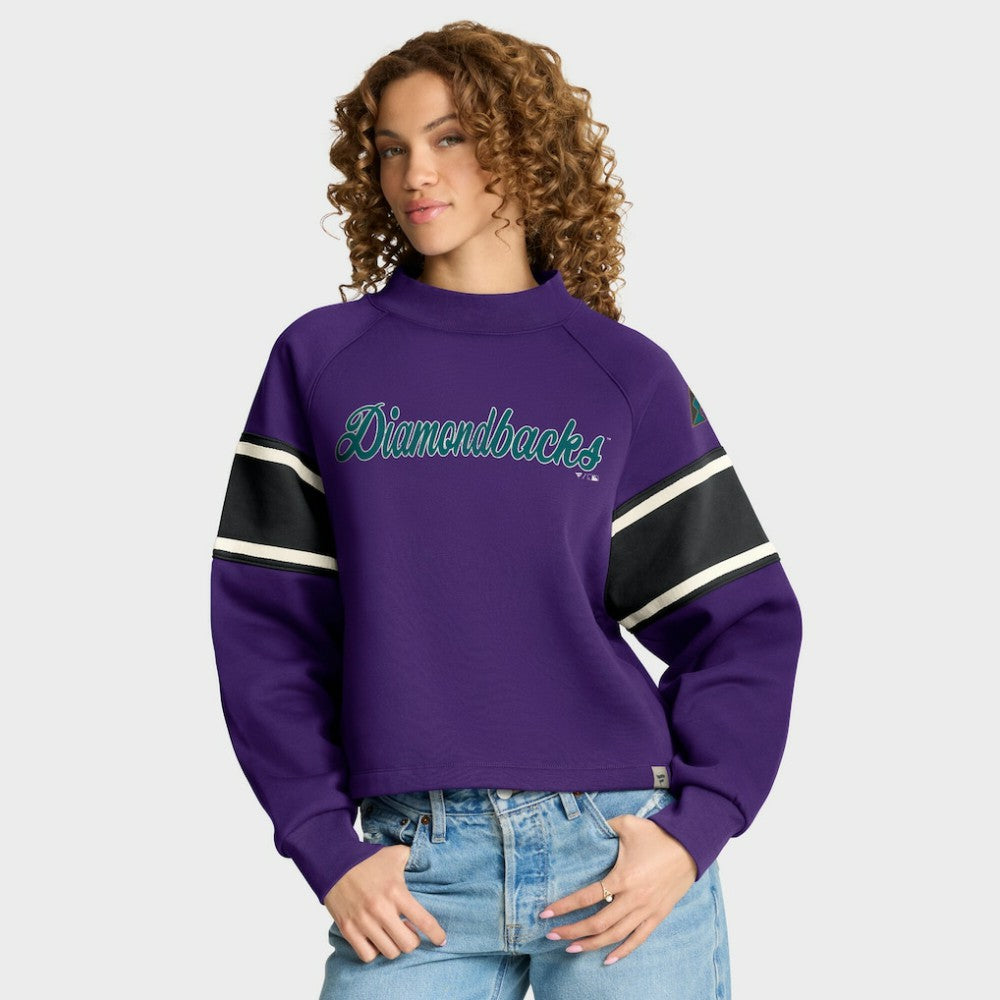 Purple Arizona Diamondbacks Fanatics Women's Oversized Toss Sweep Raglan Pullover Sweatshirt