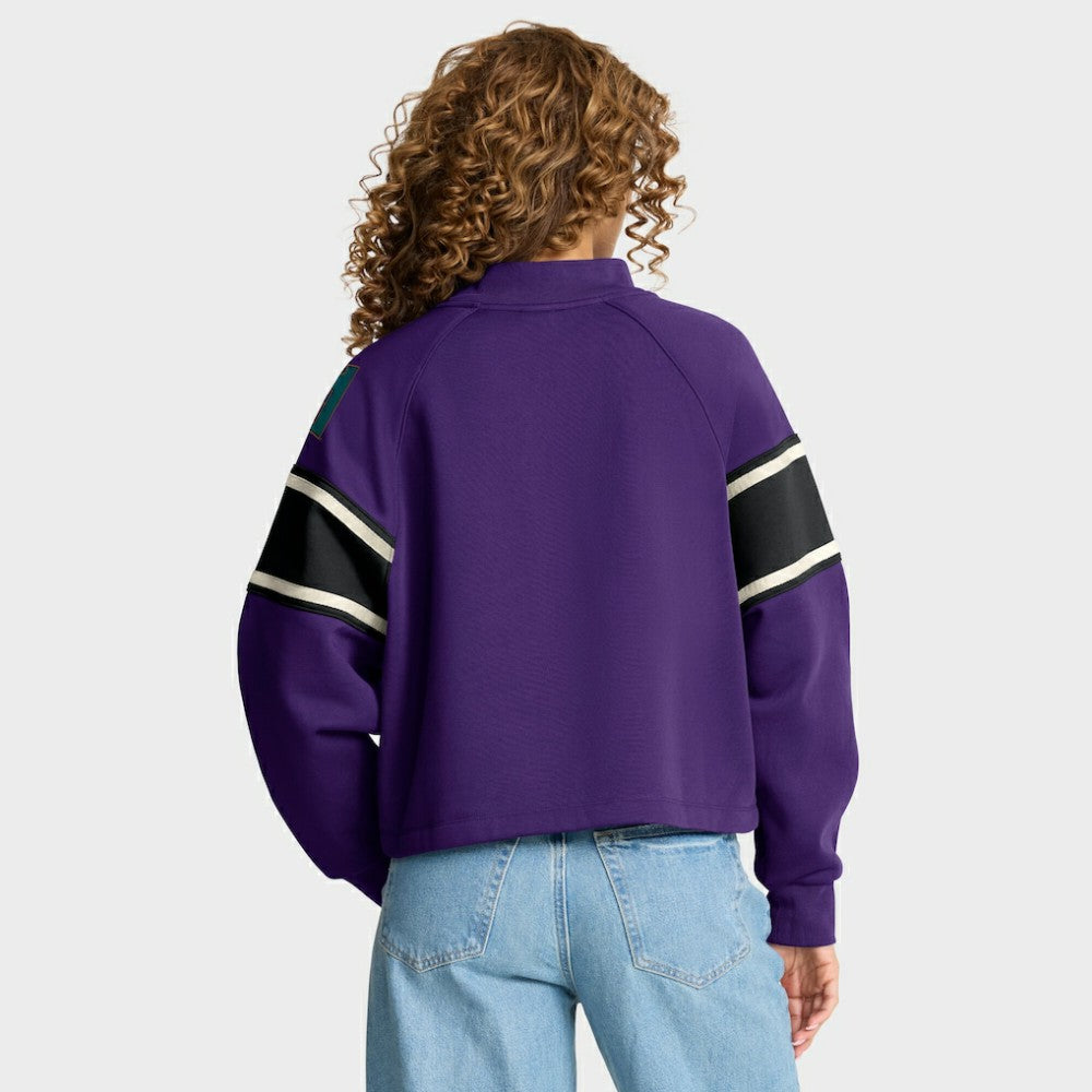 Purple Arizona Diamondbacks Fanatics Women's Oversized Toss Sweep Raglan Pullover Sweatshirt
