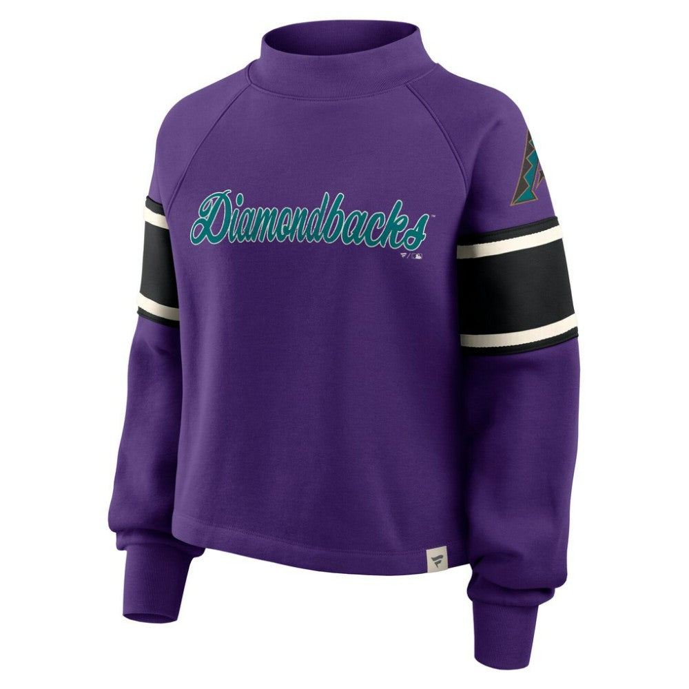 Purple Arizona Diamondbacks Fanatics Women's Oversized Toss Sweep Raglan Pullover Sweatshirt