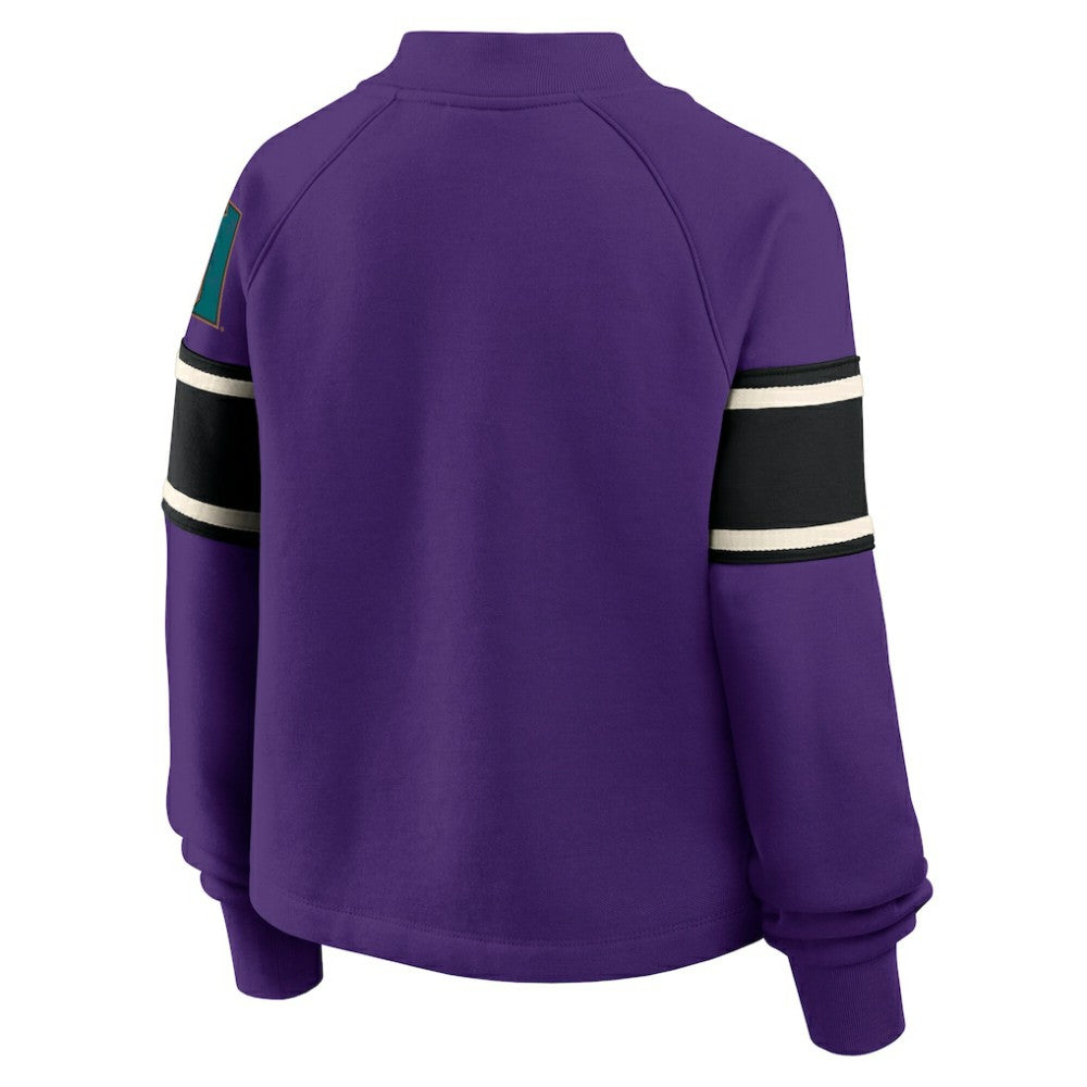 Purple Arizona Diamondbacks Fanatics Women's Oversized Toss Sweep Raglan Pullover Sweatshirt