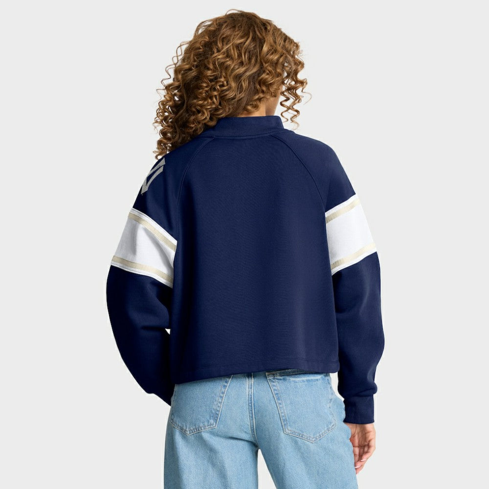 Navy New York Yankees Fanatics Women's Oversized Toss Sweep Raglan Pullover Sweatshirt