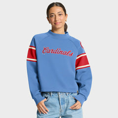 Light Blue St. Louis Cardinals Fanatics Women's Oversized Toss Sweep Raglan Pullover Sweatshirt
