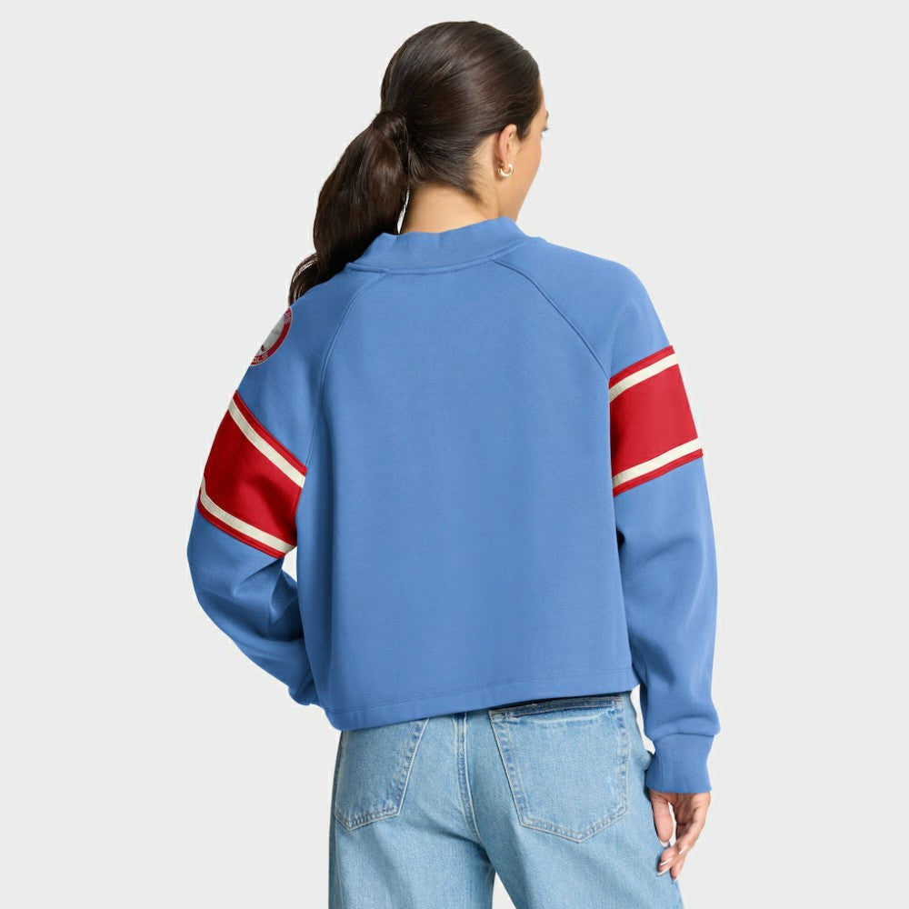 Light Blue St. Louis Cardinals Fanatics Women's Oversized Toss Sweep Raglan Pullover Sweatshirt