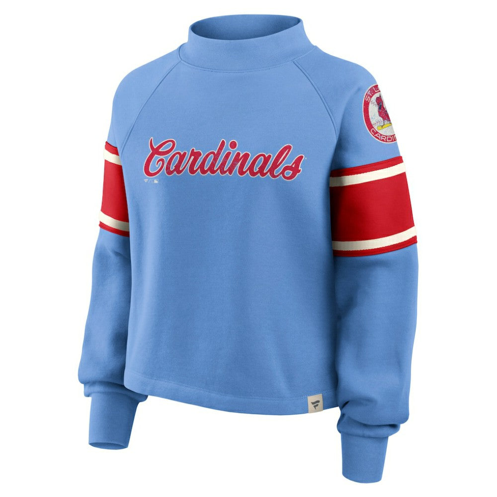 Light Blue St. Louis Cardinals Fanatics Women's Oversized Toss Sweep Raglan Pullover Sweatshirt