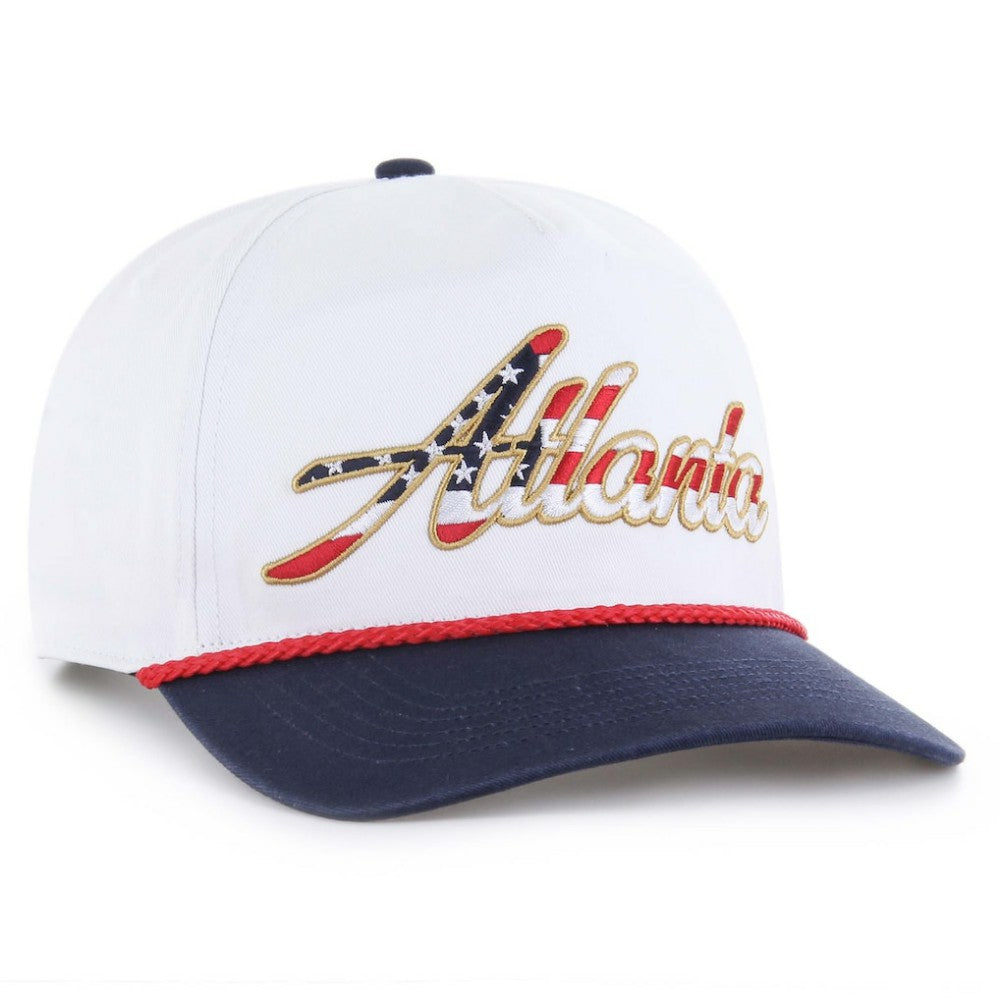 White Atlanta Braves '47 Patriotic Overhand Hitch Adjustable Hat