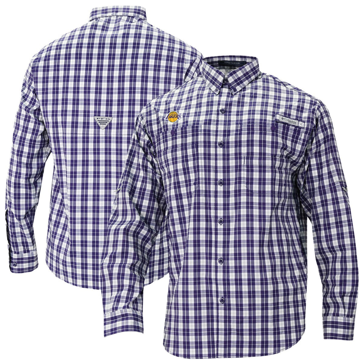 Columbia Los Angeles Lakers Super Tamiami Omni-Shade Long Sleeve Button-Down Shirt