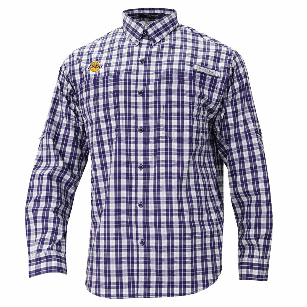 Columbia Los Angeles Lakers Super Tamiami Omni-Shade Long Sleeve Button-Down Shirt
