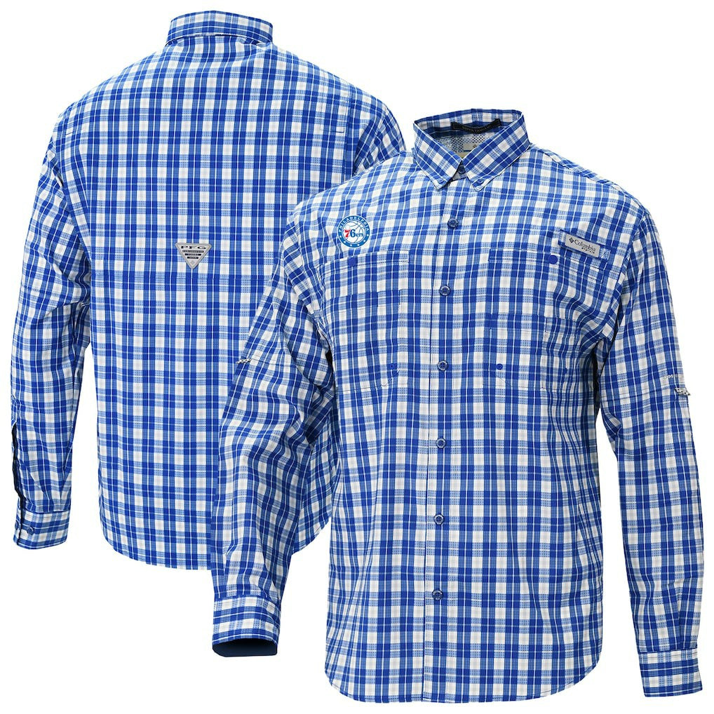 Columbia Philadelphia 76ers Super Tamiami Omni-Shade Long Sleeve Button-Down Shirt