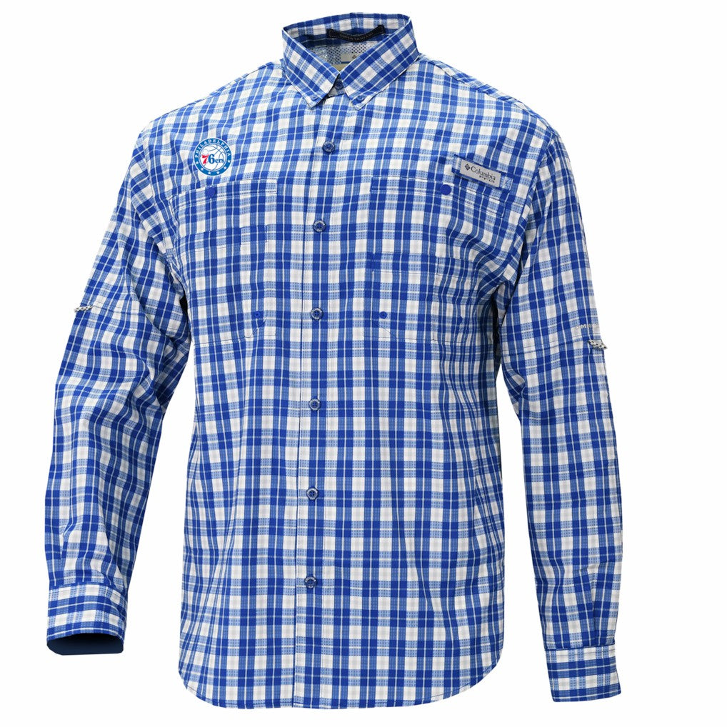 Columbia Philadelphia 76ers Super Tamiami Omni-Shade Long Sleeve Button-Down Shirt