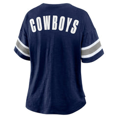 Women's Redzone Bling Stripe Sleeve Notch Neck T-Shirt - Dallas Cowboys T-shirts