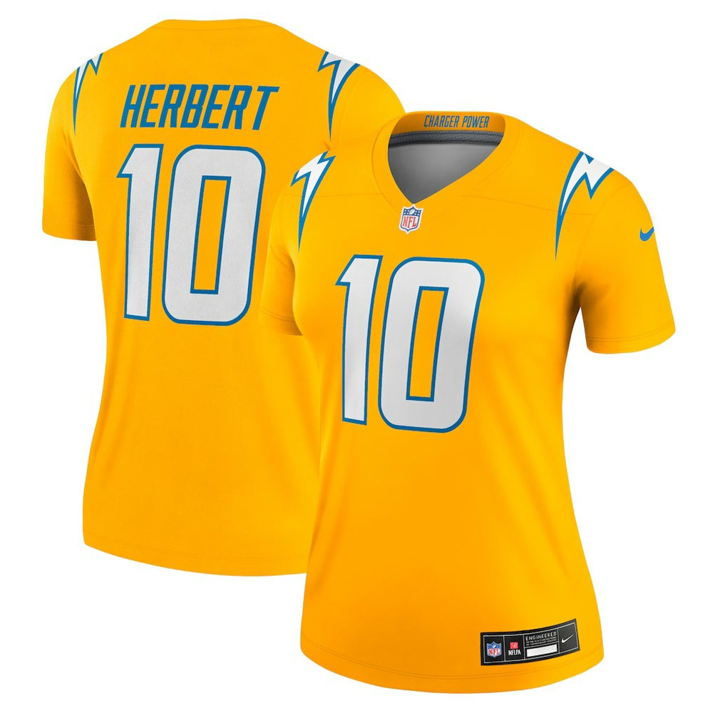 Justin Herbert  Women's Alternate Charger Power Legend Player Performance Top - Los Angeles Chargers Tops