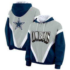 WEAR by Erin Andrews Women's Plus Size Retro Crinkle Full-Zip Hoodie Windbreaker Jacket - Dallas Cowboys Hoodies