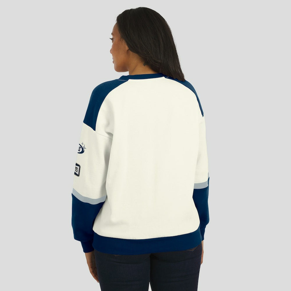 WEAR by Erin Andrews Women's Racing Crew V-Neck Sweatshirt - Dallas Cowboys Sweatshirts