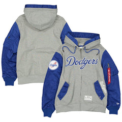 Heather Gray/Royal Los Angeles Dodgers New Era x Alpha Industries Full-Zip Hoodie Jacket