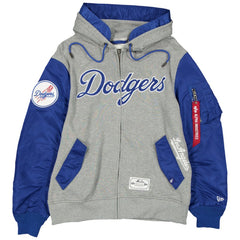 Heather Gray/Royal Los Angeles Dodgers New Era x Alpha Industries Full-Zip Hoodie Jacket