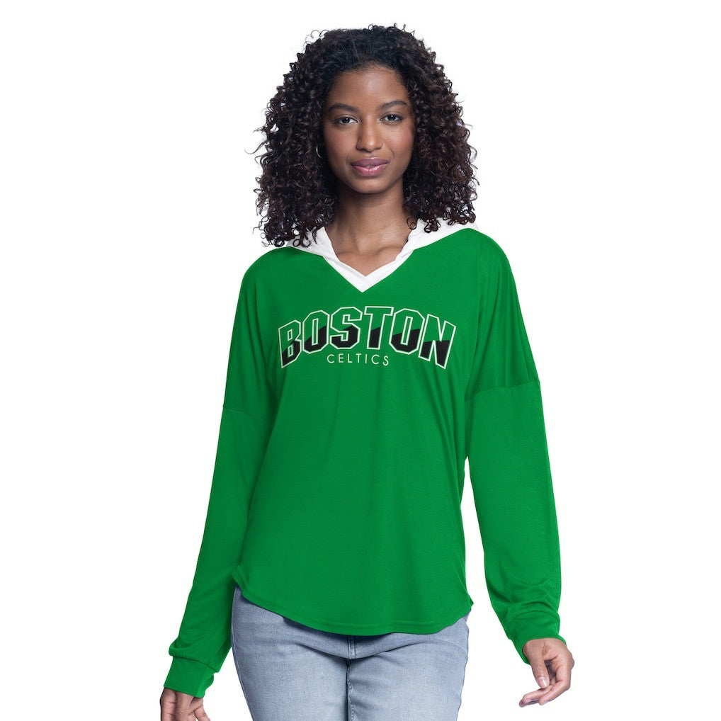 Boston Celtics G-III 4Her by Carl Banks Women's Bench Player Oversized Long Sleeve Hooded Top