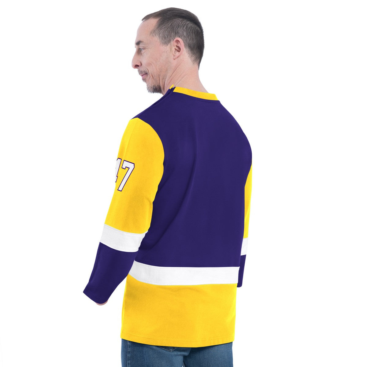 Los Angeles Lakers G-III Sports by Carl Banks Adaptive Rugby Long Sleeve Top