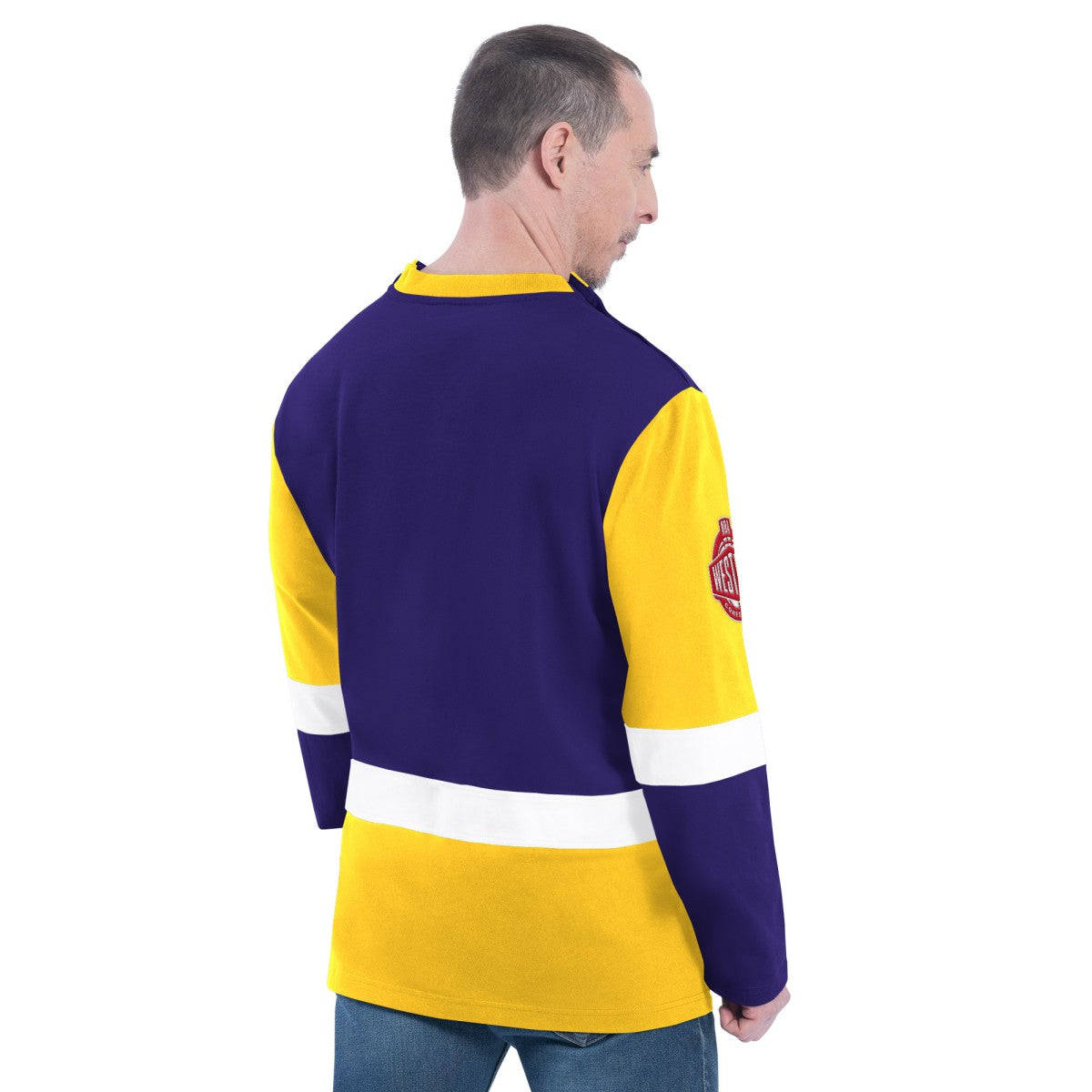 Los Angeles Lakers G-III Sports by Carl Banks Adaptive Rugby Long Sleeve Top