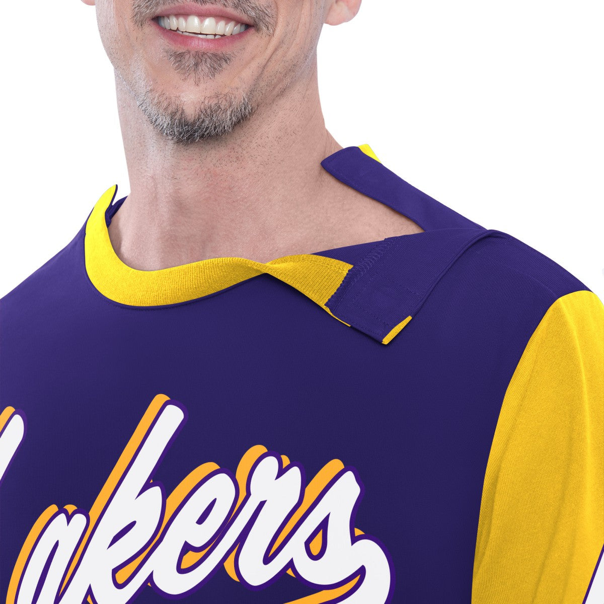 Los Angeles Lakers G-III Sports by Carl Banks Adaptive Rugby Long Sleeve Top