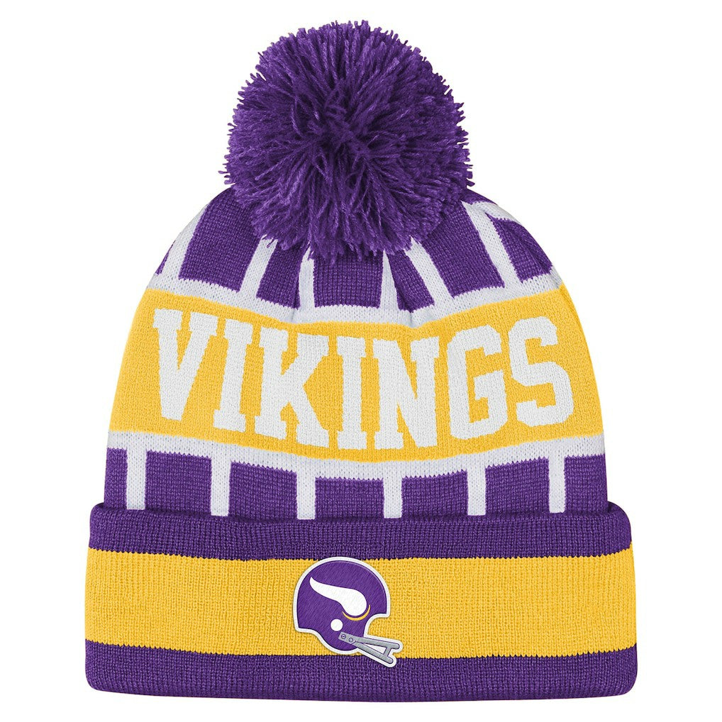 Outerstuff Youth Go Fast Cuffed Knit Hat with Pom - Minnesota Vikings Hats