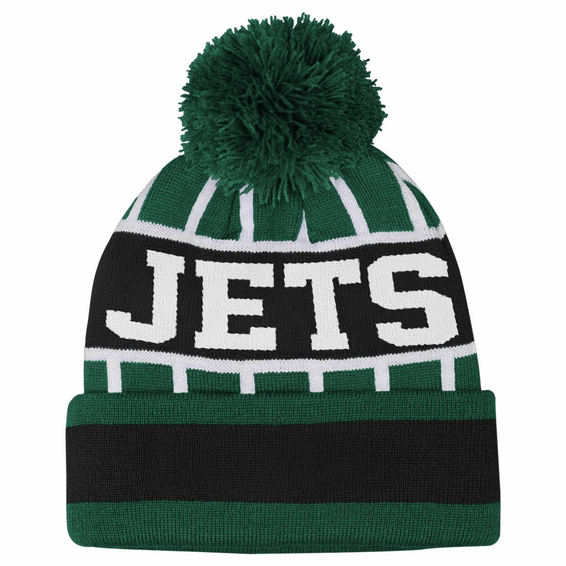 Outerstuff Youth Go Fast Cuffed Knit Hat with Pom - New York Jets Hats