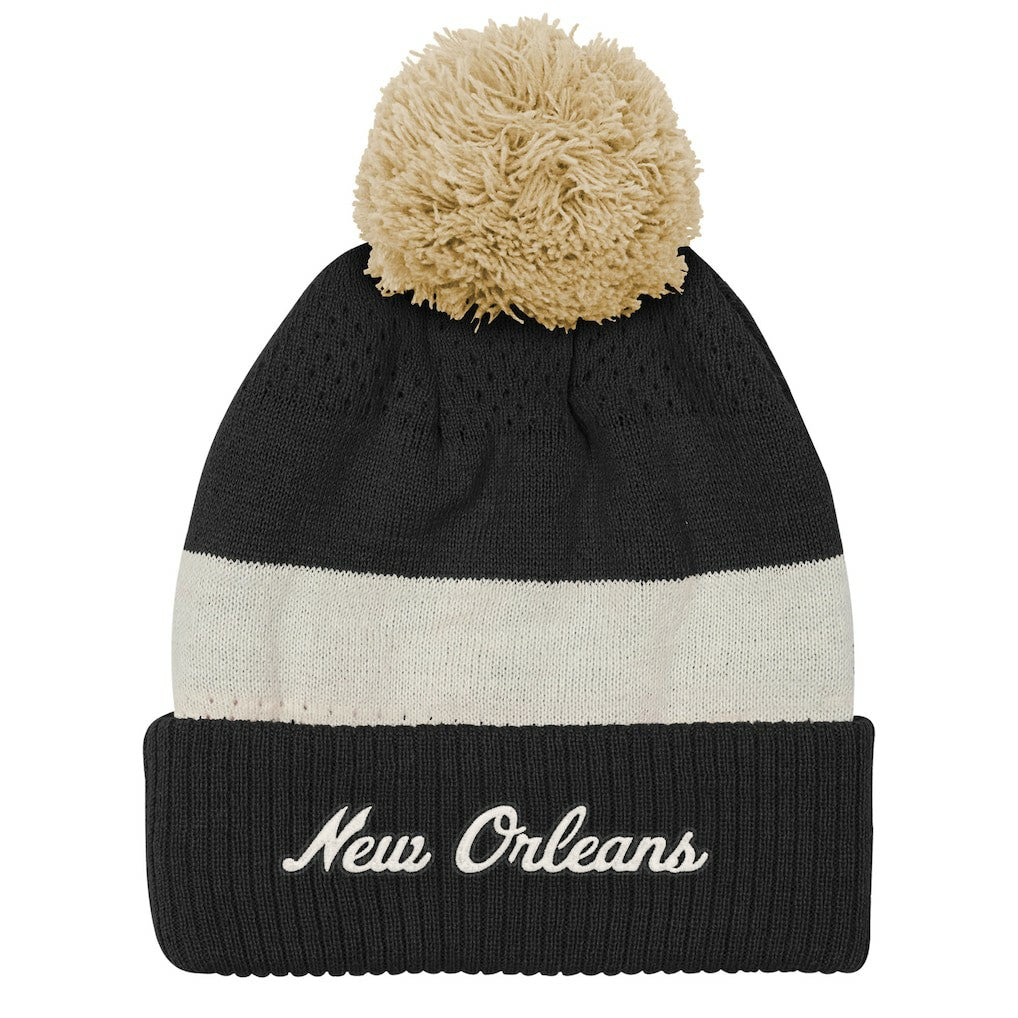 Outerstuff Youth Modern Fan Cuffed Knit Hat with Pom - New Orleans Saints Hats