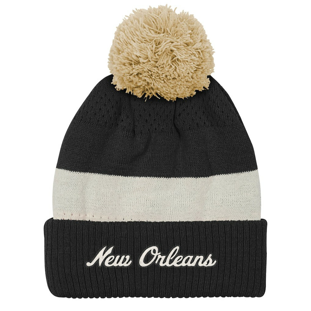 Outerstuff Youth Modern Fan Cuffed Knit Hat with Pom - New Orleans Saints Hats