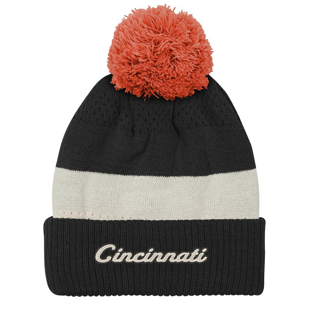 Outerstuff Youth Modern Fan Cuffed Knit Hat with Pom - Cincinnati Bengals Hats