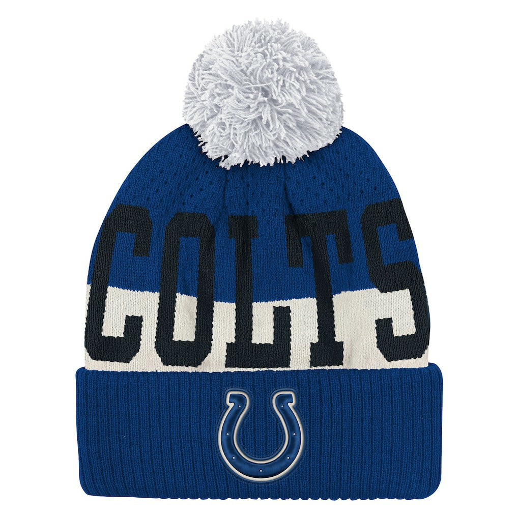 Outerstuff Youth Modern Fan Cuffed Knit Hat with Pom - Indianapolis Colts Hats