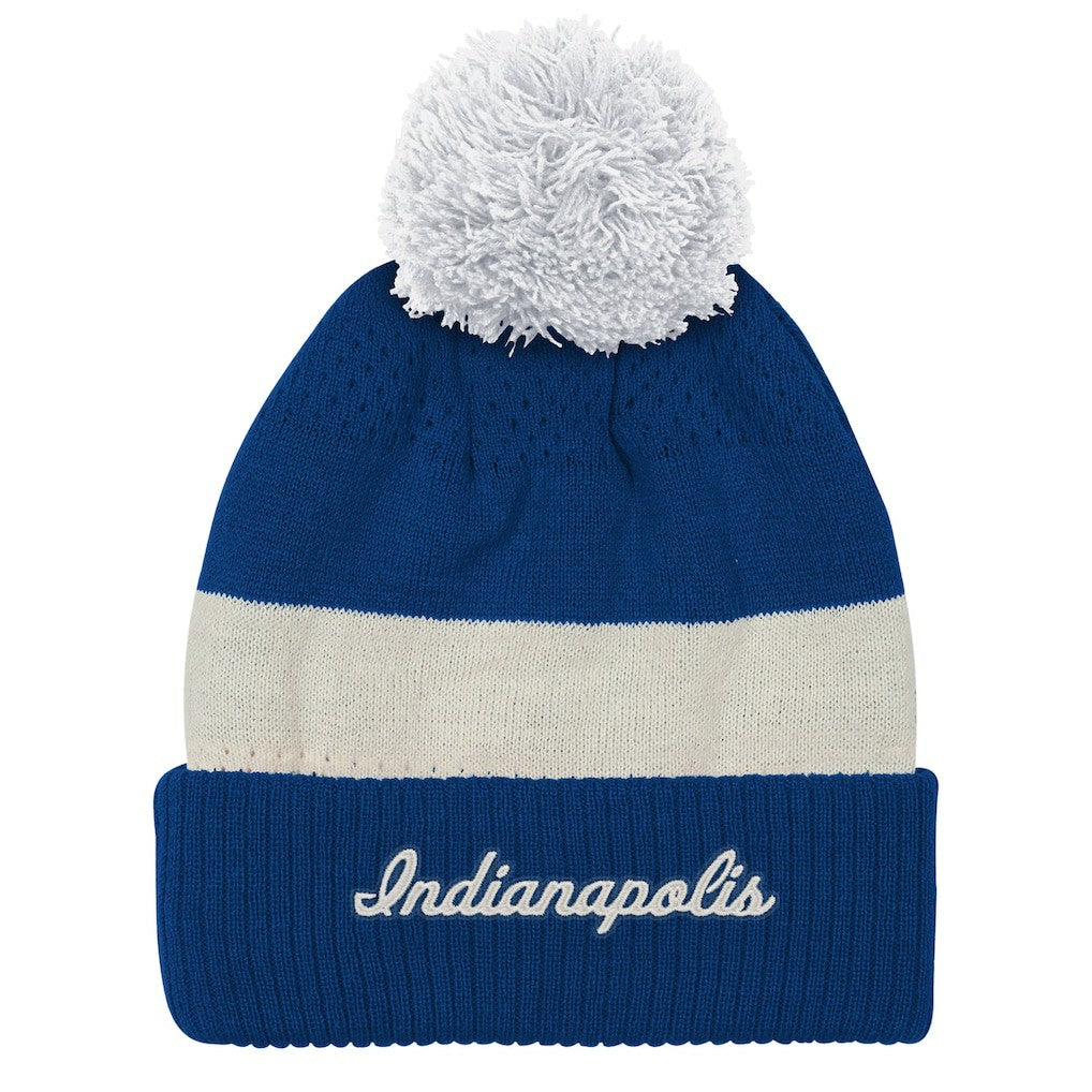 Outerstuff Youth Modern Fan Cuffed Knit Hat with Pom - Indianapolis Colts Hats