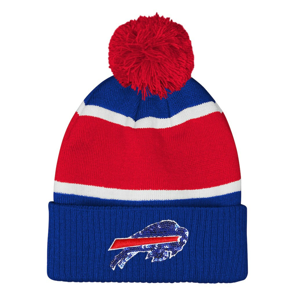 Outerstuff Girls Let's Play Cuffed Knit Hat with Pom - Buffalo Bills Hats