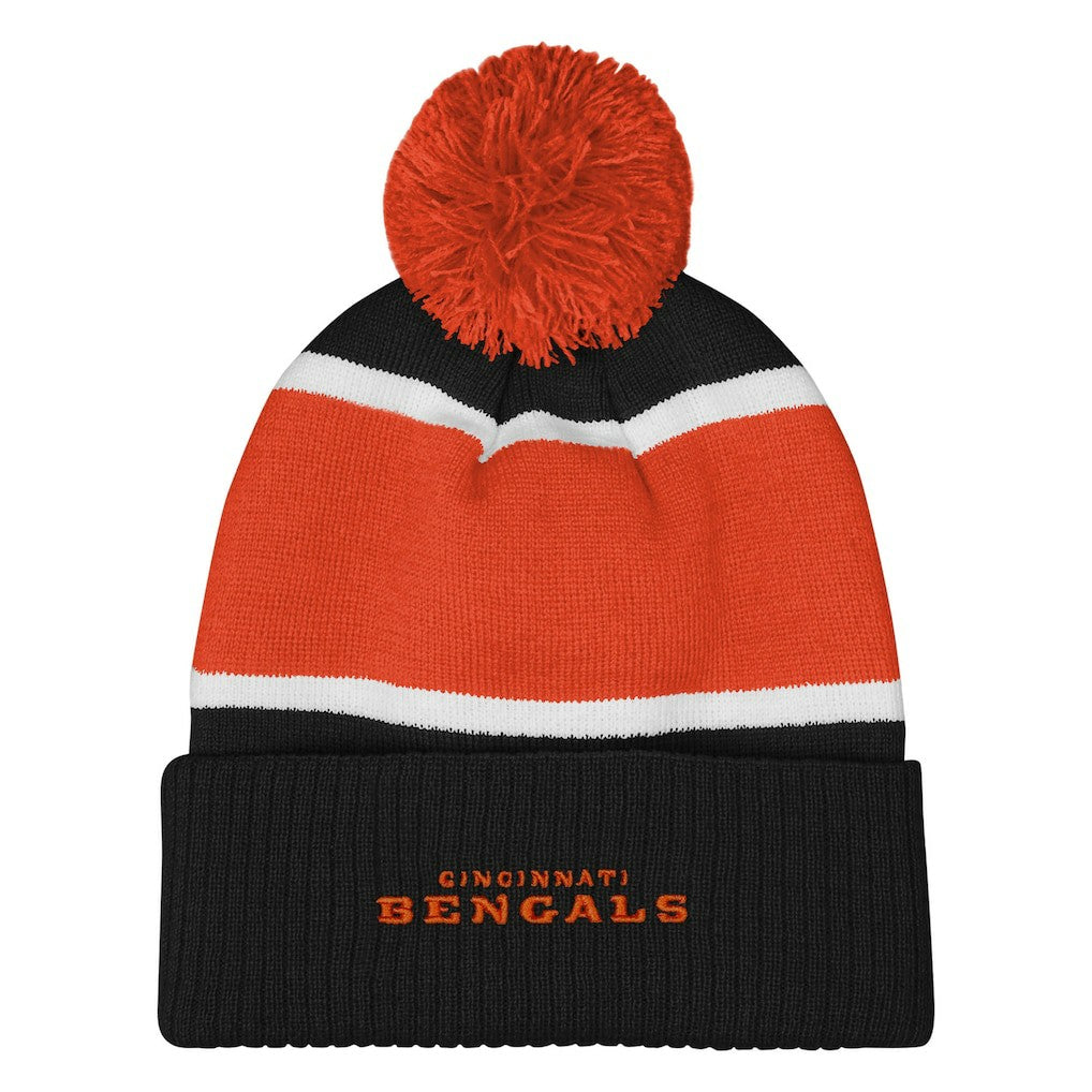 Outerstuff Girls Let's Play Cuffed Knit Hat with Pom - Cincinnati Bengals Hats