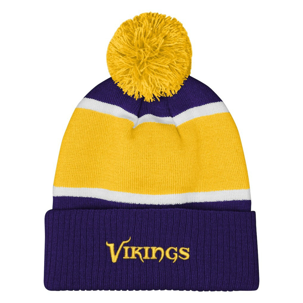 Outerstuff Girls Let's Play Cuffed Knit Hat with Pom - Minnesota Vikings Hats