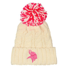 Outerstuff Girls Cable Cuffed Knit Hat with Pom - Minnesota Vikings Hats