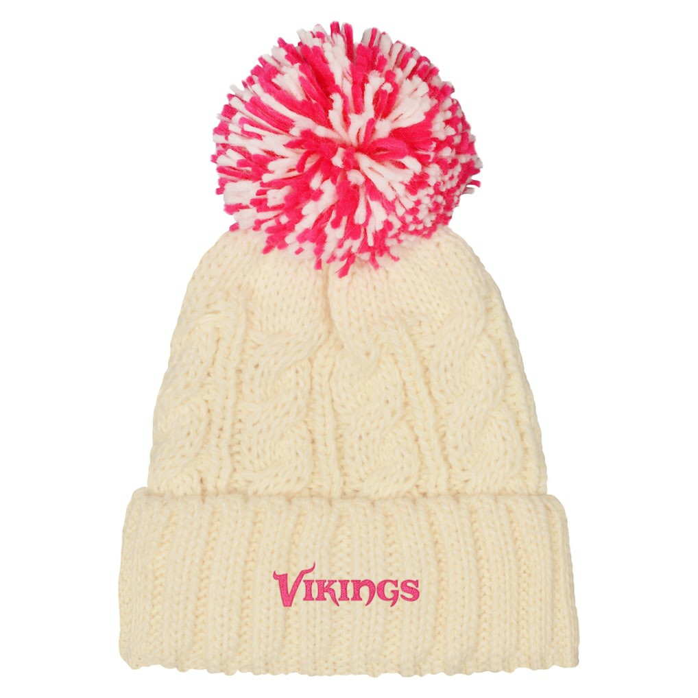 Outerstuff Girls Cable Cuffed Knit Hat with Pom - Minnesota Vikings Hats