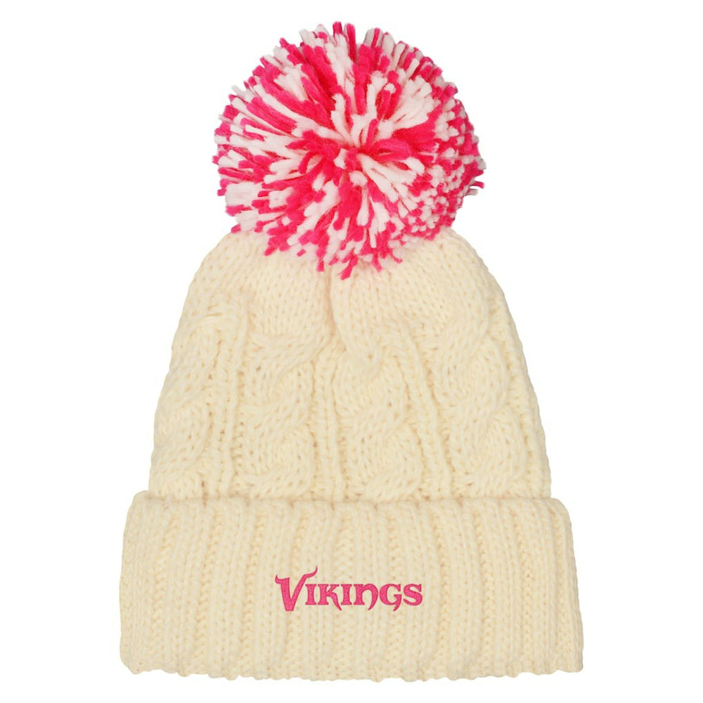 Outerstuff Girls Cable Cuffed Knit Hat with Pom - Minnesota Vikings Hats