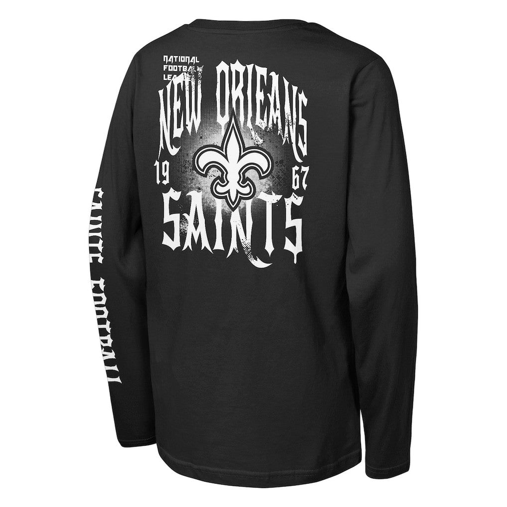 Outerstuff Youth Rumble Long Sleeve T-Shirt - New Orleans Saints T-shirts