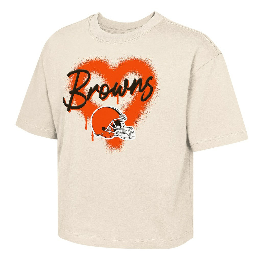 Outerstuff Girl's Youth Spray Heart Boxy T-Shirt - Cleveland Browns T-shirts
