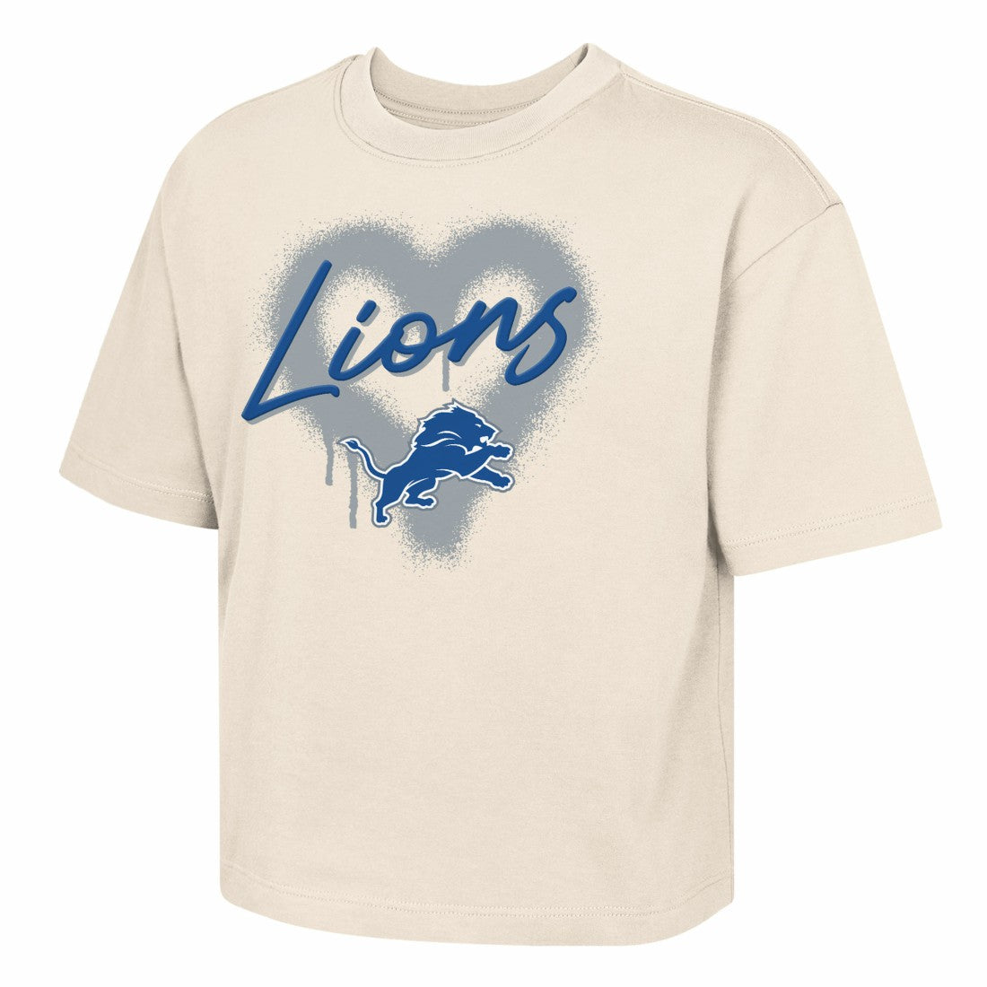 Outerstuff Girl's Youth Spray Heart Boxy T-Shirt - Detroit Lions T-shirts