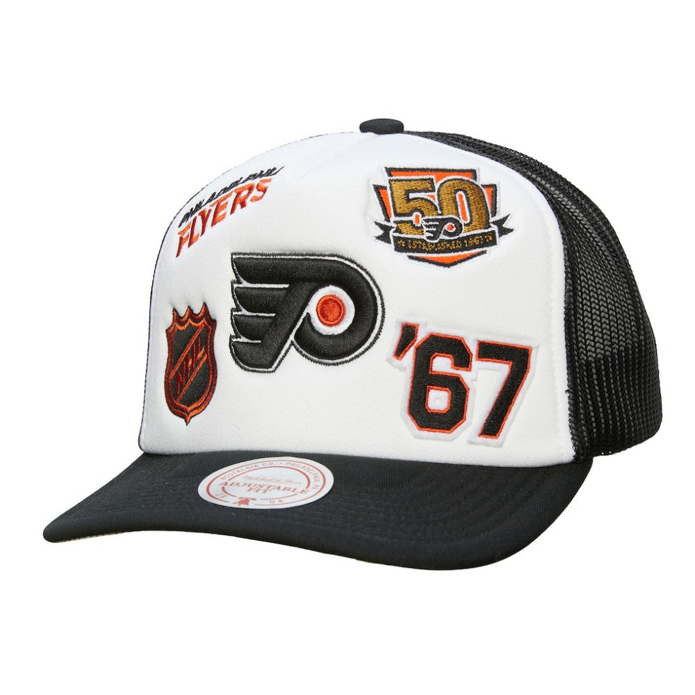 NHL Philadelphia Flyers Mitchell & Ness Gridlock Trucker Adjustable Hat