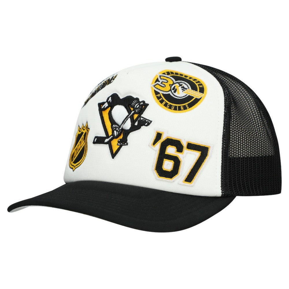 NHL Pittsburgh Penguins Mitchell & Ness Gridlock Trucker Adjustable Hat