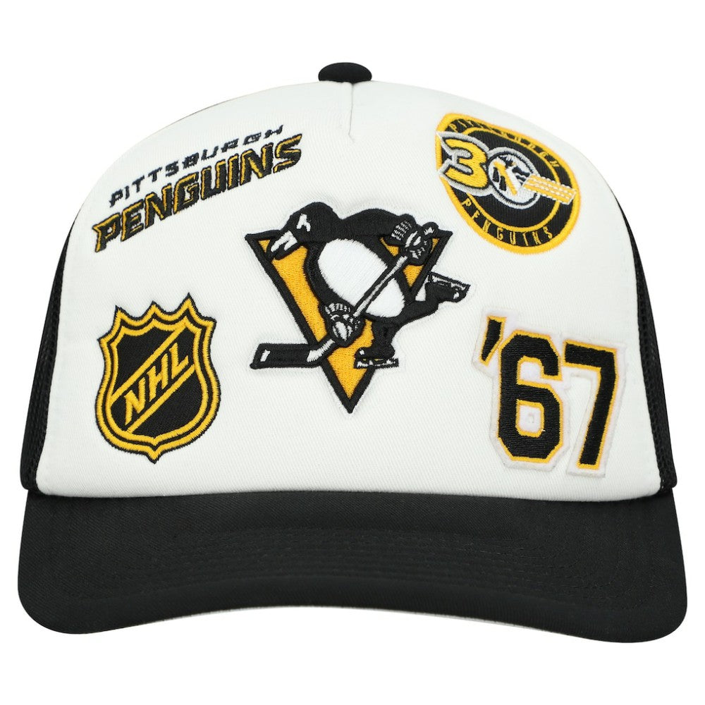 NHL Pittsburgh Penguins Mitchell & Ness Gridlock Trucker Adjustable Hat