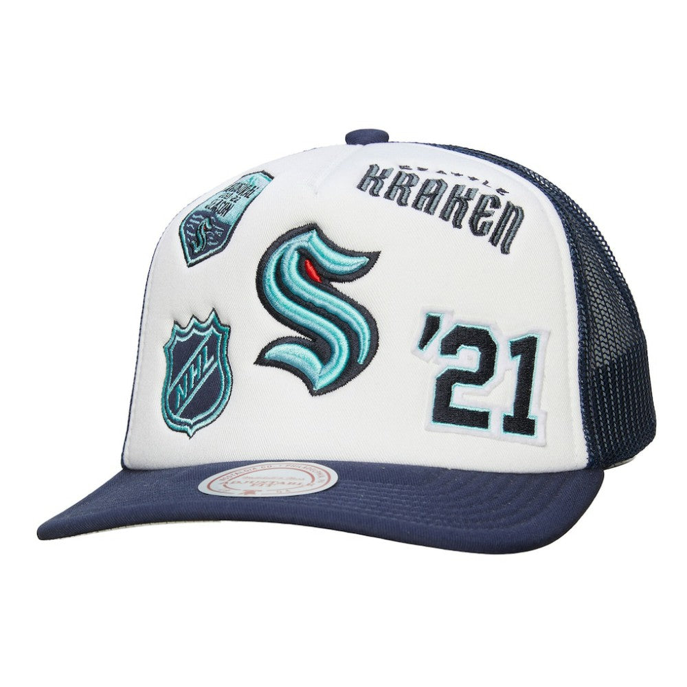 NHL Seattle Kraken Mitchell & Ness Gridlock Trucker Adjustable Hat