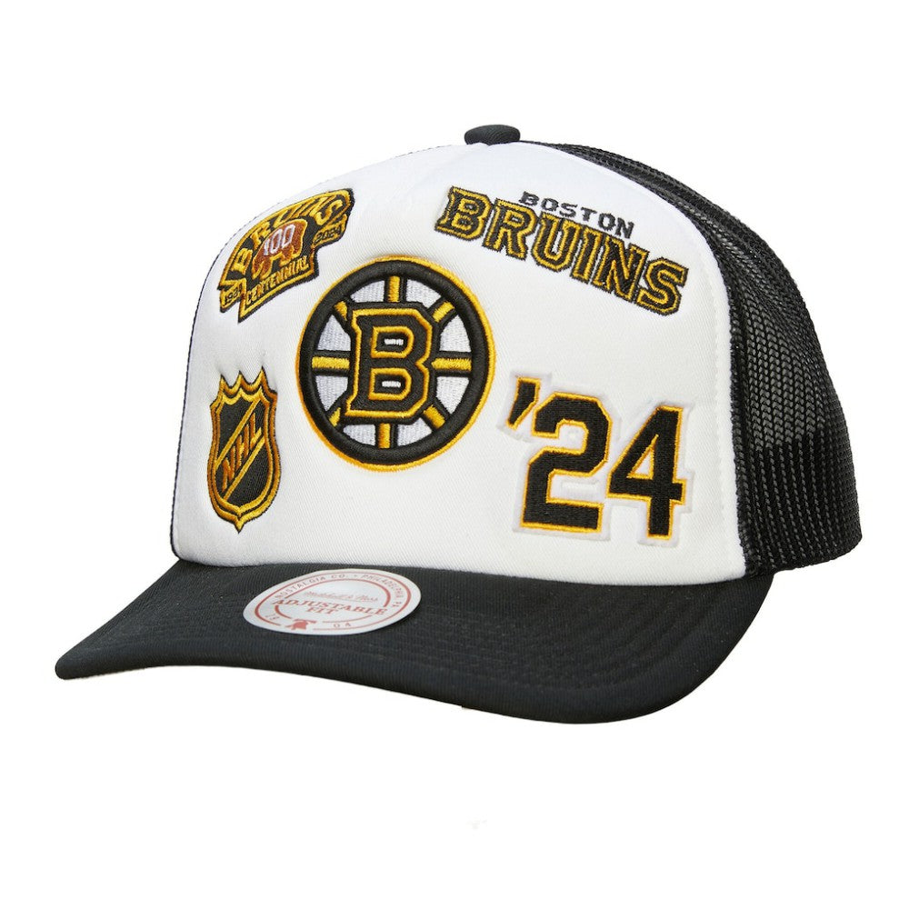 NHL Boston Bruins Mitchell & Ness Gridlock Trucker Adjustable Hat