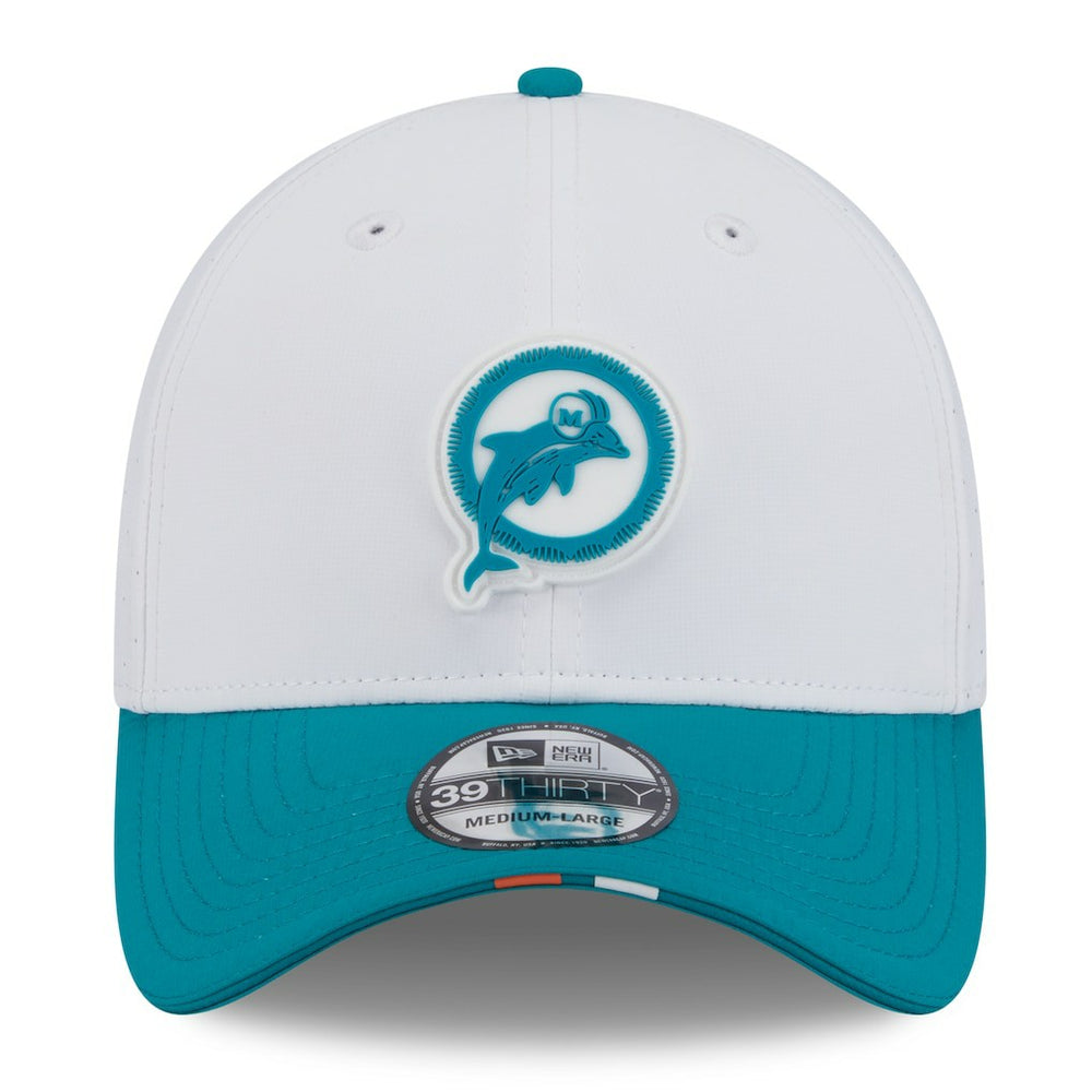 2025 NFL Training Camp Throwback Logo 39THIRTY Flex Hat - Miami Dolphins Hats