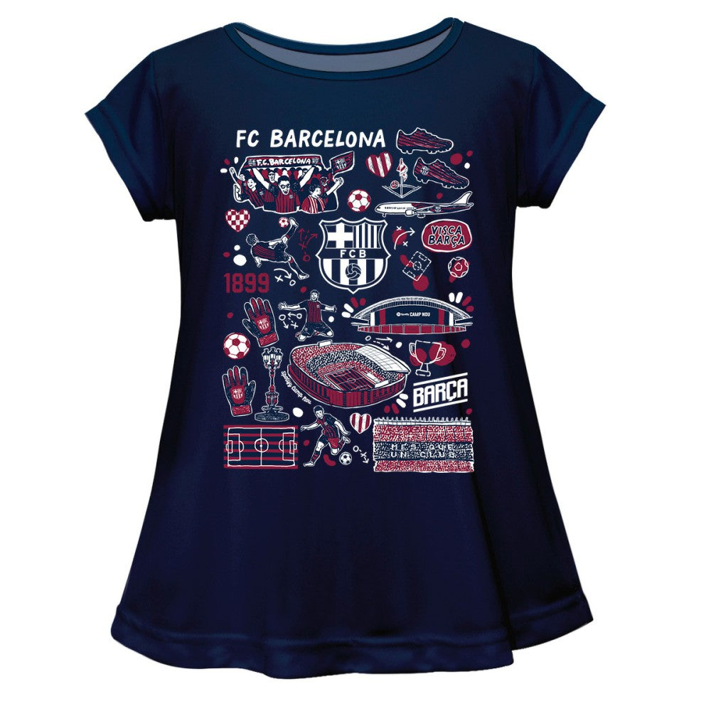 Barcelona Vive La Fete Girls Youth Impressions Artwork A-Line Top
