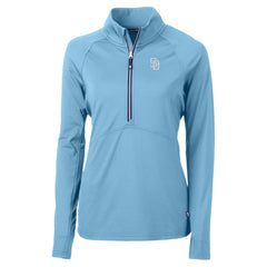 Powder Blue San Diego Padres Cutter & Buck Women's Raglan Adapt Eco Knit Stretch Recycled Half-Zip Top