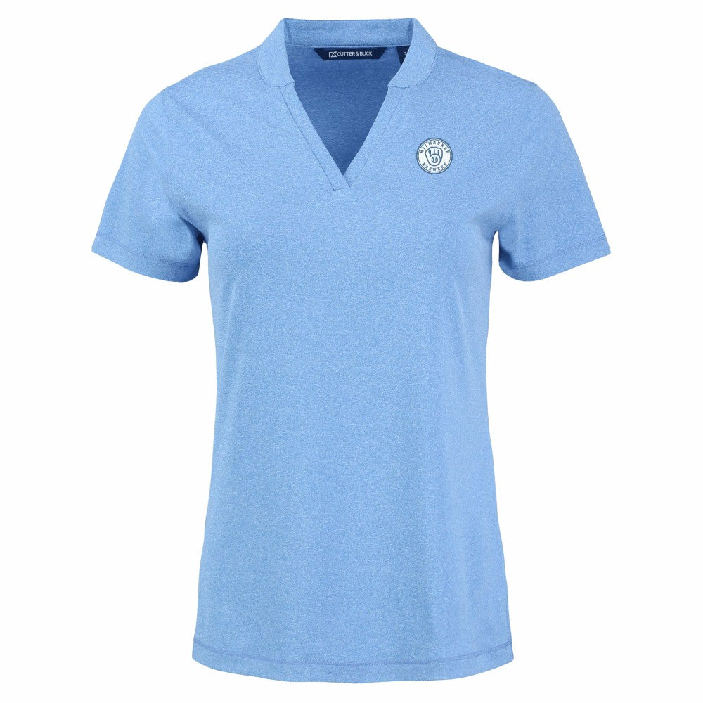 Heather Powder Blue Milwaukee Brewers Cutter & Buck Forge Heathered Stretch Blade Top